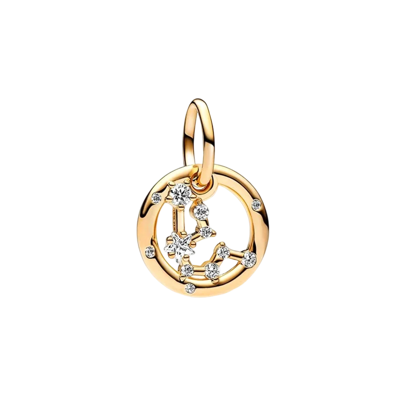Plaqué or étincelant 12 signes du zodiaque breloque perles pendentif ajusté Original Bracelet en argent perles de collier pour bricolage bijoux femmes cadeau