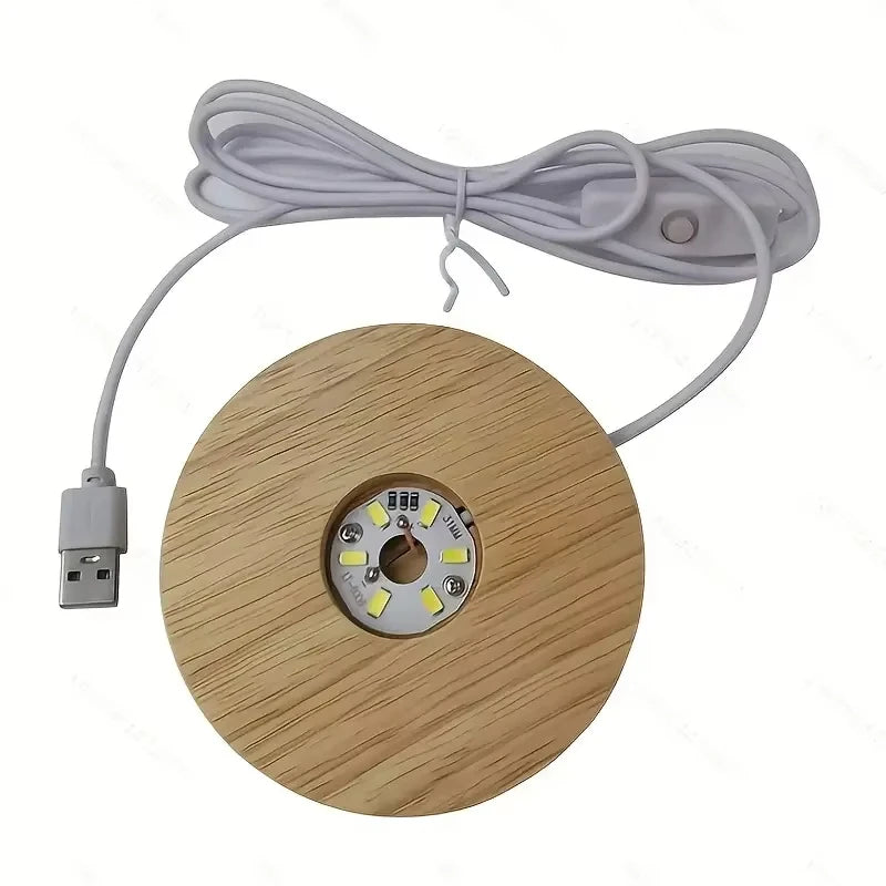 Wood Desktop Decorative Lights Light Base Night Light Wooden Led Usb Display Light Display Stand Lamp Holder Lamp Art Ornament