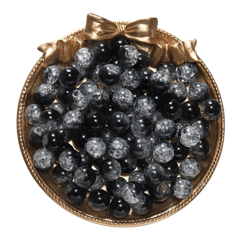 4 6 8 10mm Cracked Crystal Beads High-Quality Dual Color Glass Beads Snow Crack Crystal Beads for Jewelry Making DIY Bracelet