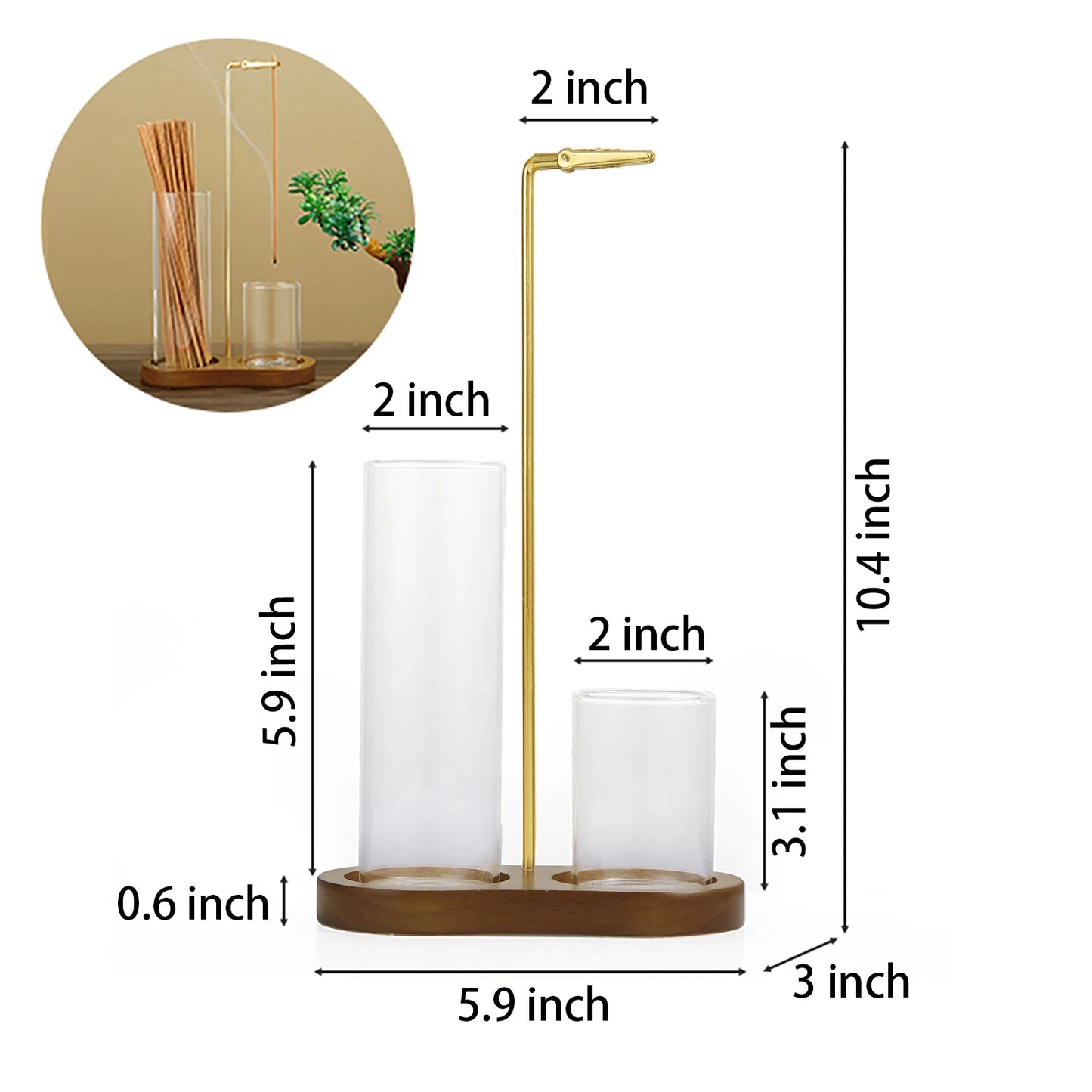 2 in 1 Incense Holder for Sticks Anti-Ash Flying Incense Burne with Glass Ash Catcher and Sticks Organizer for Meditation Yoga