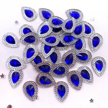 Resin Shiny Double Color Convex Crystal Drop Flatback Rhinestone  Applique DIY Wedding Scrapbook Accessories Ornament Craft