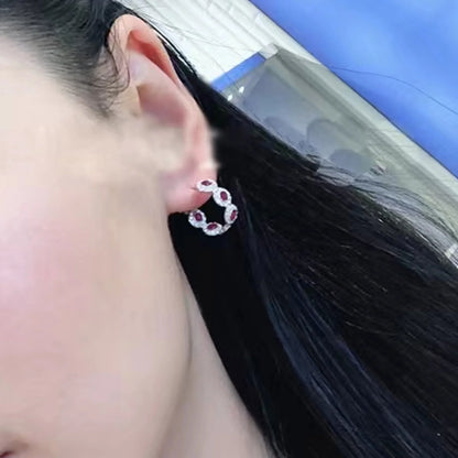 2025 New Original Round Water Drop Crystal High Jewelry Set Fashion Dazzling Women's Bracelet Earring Necklace Ring Wedding Gift