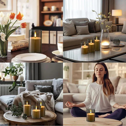 Led Electronic Candles Light Flameless Remote Timer Flickering Lamp Clear Acrylic Glass Battery Powered Wedding Party Christmas