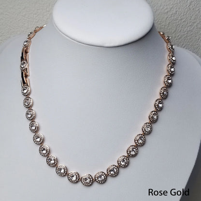 2025 New Original Round Water Drop Crystal High Jewelry Set Fashion Dazzling Women's Bracelet Earring Necklace Ring Wedding Gift