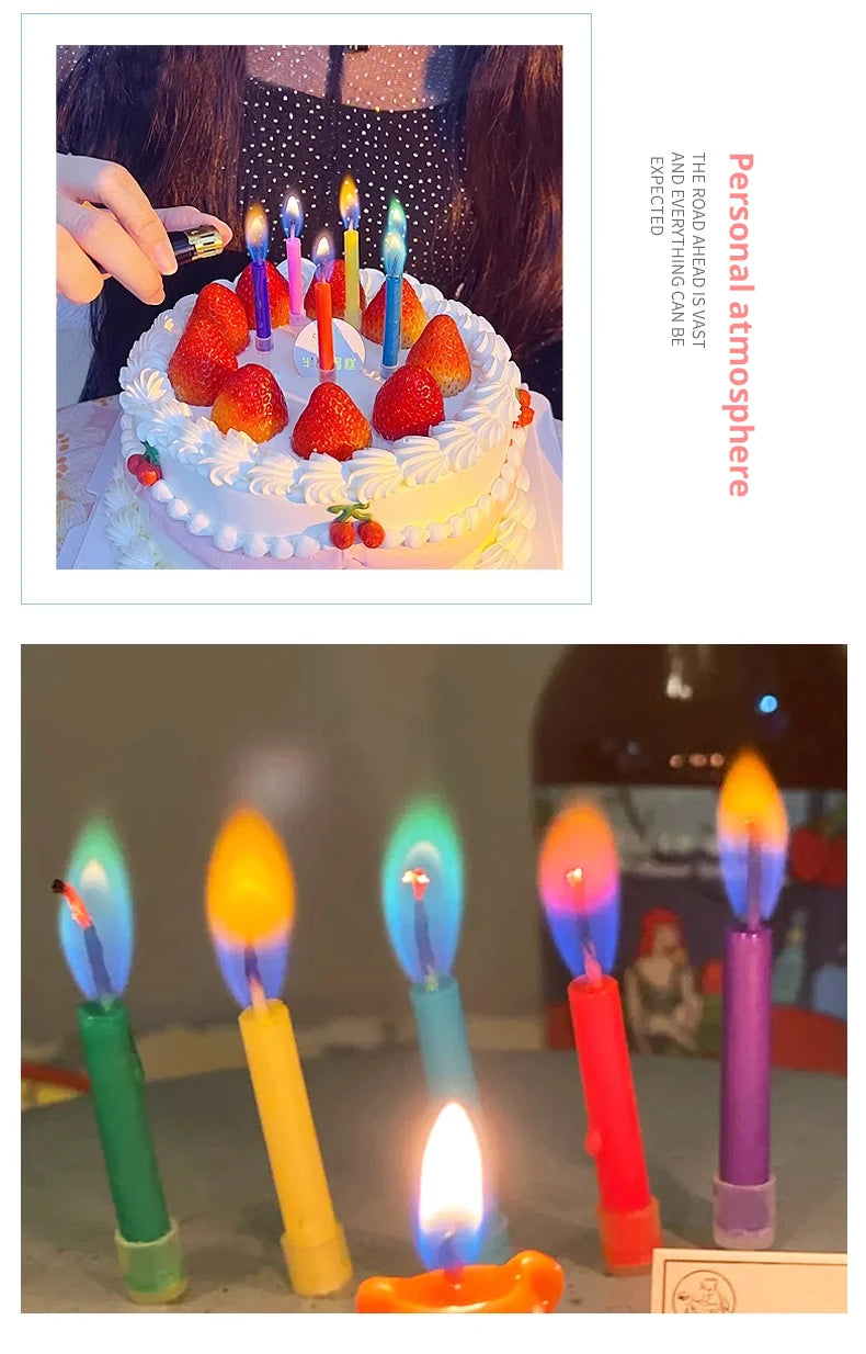 Colored Birthday Party Supplies 6/12pcs Wedding Colorful Multicolor Candles Safe Flames Dessert Cake Candles Decoration