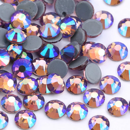 SS6-SS30 Multi-color Crystal AB Hot Fix Rhinestone Crystal Super Glitter Strass Iron On Rhinestones For Nail Art Fabric Garment