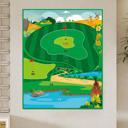 Golf Chipping Game Golf Chipping Battle Game With Hitting Mat Sticky Practice Mat With Club Putting Green Training Equipment For