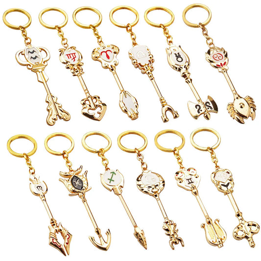 Anime Fairy Tail Lucy Zodiac Spirit Gate Key Chain for Men Women 12 Constellation Enamel Pendant Key Ring Collectible Jewelry