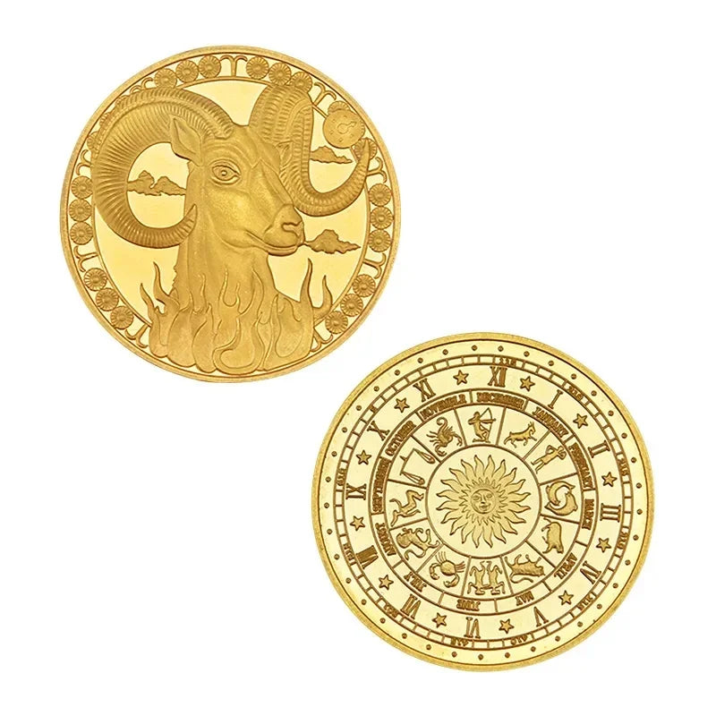 Pièce de monnaie souvenir du zodiaque de 4 cm, collection physique à collectionner, métal porte-bonheur, décorations d'intérieur antiques