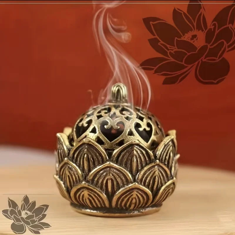 1pc Hollow Lotus Incense, Burner Hollow Incense Serving Tea Table Ornament, Mini Incense Burner