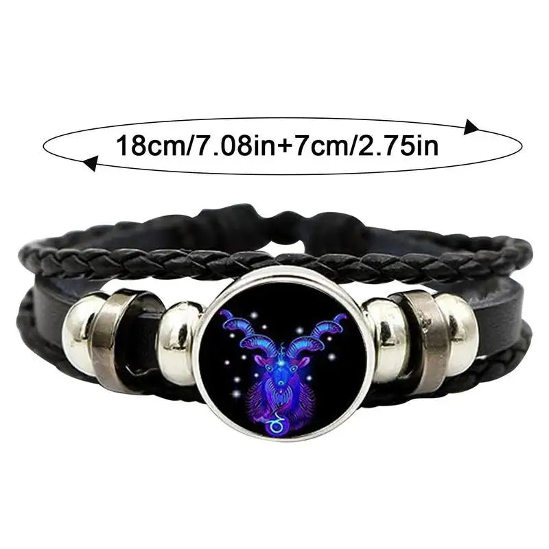 12 Zodiac Signs Constellation Charm Luminous Bracelet Men Women Fashion Multilayer Weave leather Bracelet & Bangle Birthday Gift