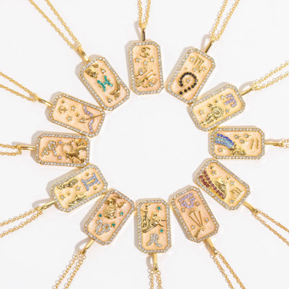 Vintage 12 Constellation Necklace for Women Girls Colorful Zircon Zodiac Birthstone Necklace Wedding Party Jewelry Gifts