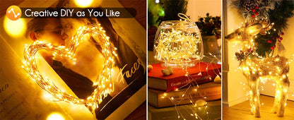 Dây Đèn Led Năng Lượng Mặt Trời Ngoài Trời Hình Pháo Hoa, Dây Đèn Đồng 8 Chế Độ Dùng Trang Trí Đám Cưới Cắm Trại Giáng Sinh