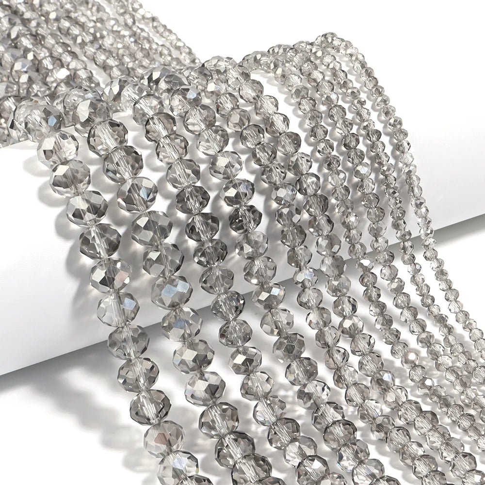 1Strand/Lot 3 4 6 8 10mm Rondelle Flat Faceted Crystal Beads Glass Spacer Beads For DIY Crafts Ornament Making Handmade Accesso