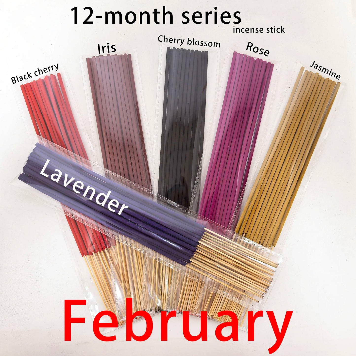 6 Sets of Approximately 126 High-Quality Incense Sticks - Including Shrubs, Lavender, Lemongrass, Dragon's Blood, Rose, Jasmine, Cherry Blossom, Suitable for Purification, Yoga Meditation, and Home Use - Perfect Gift with Lon
