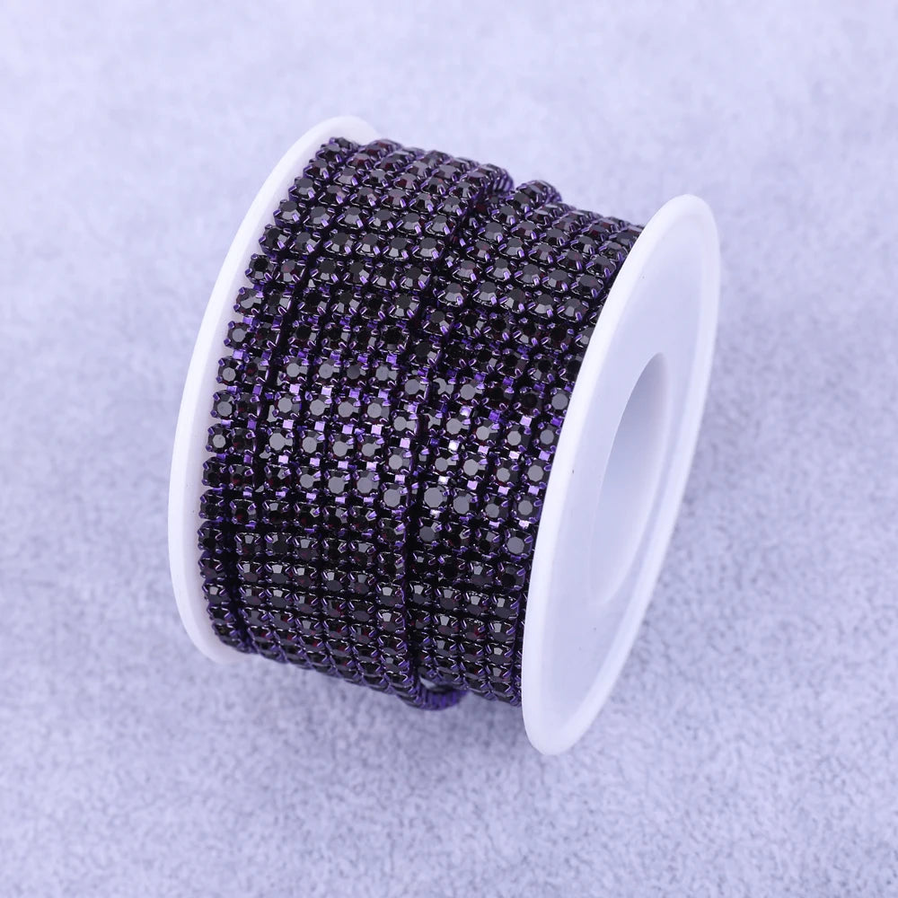 Crystal 10 Yard Rhinestones Trim Stone Cup Chain Gold Diamond Strass Decorative Applique Crystal Trimmings For Dresses