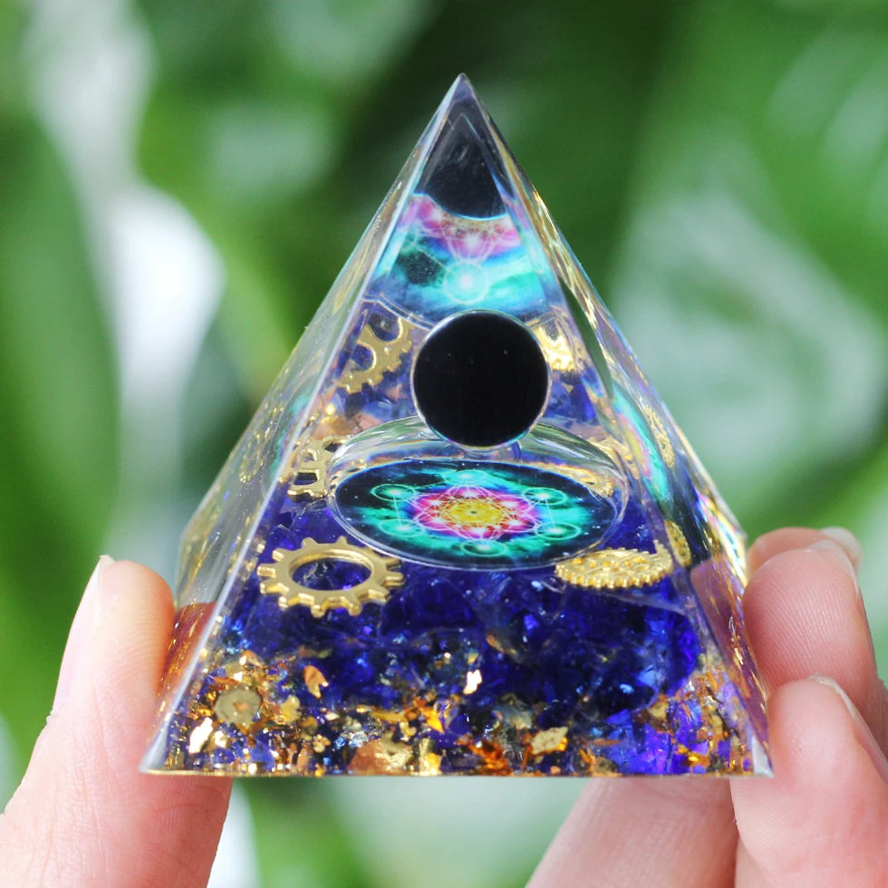 Natural stone amethyst crystalEnergy Generator Orgone Pyramid for E-Energy Protection Healing meditation orgonite crystal chakra