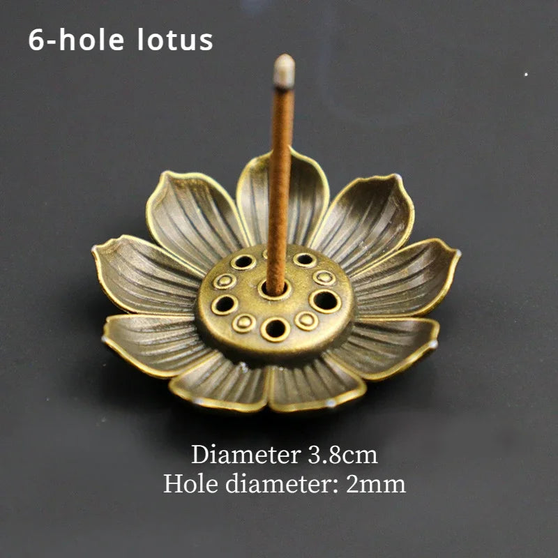 1PCS Lotus Alloy Incense Burner Stick Holder Home Buddhism Line Incense Plate Sandalwood Coil Base Temples Delicate Home Decor