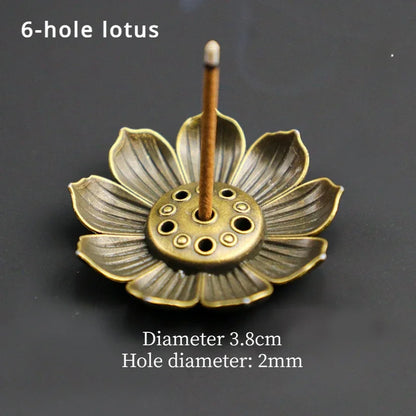 1PCS Lotus Alloy Incense Burner Stick Holder Home Buddhism Line Incense Plate Sandalwood Coil Base Temples Delicate Home Decor