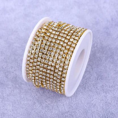 Crystal 10 Yard Rhinestones Trim Stone Cup Chain Gold Diamond Strass Decorative Applique Crystal Trimmings For Dresses