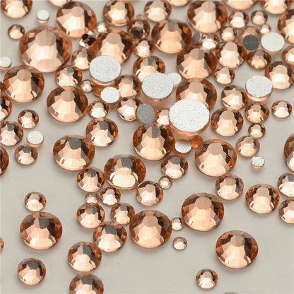 1440Pcs Mix Size Glass Flatback Rhinestone Glitter Crystal AB Round Diamond Non Hotfix Glue On Stone for DIY Nail Art Decoration