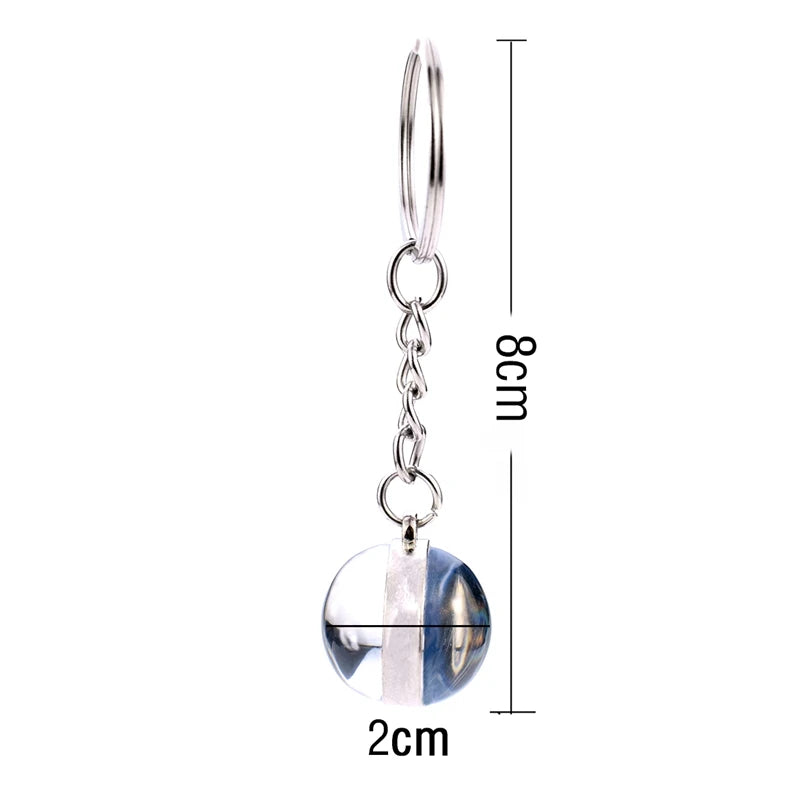 12 Constellation Keychain Fashion Double Side Cabochon Glass Ball Keychain Zodiac Signs Jewelry For Men For Women Birthday Gift
