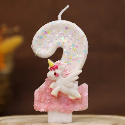 Nến Sinh Nhật Vui Vẻ Nến Số 0-9 Nến Sinh Nhật Kỳ Lân Hồng Trang Trí Bánh Nến Tiệc Sinh Nhật Trẻ Em