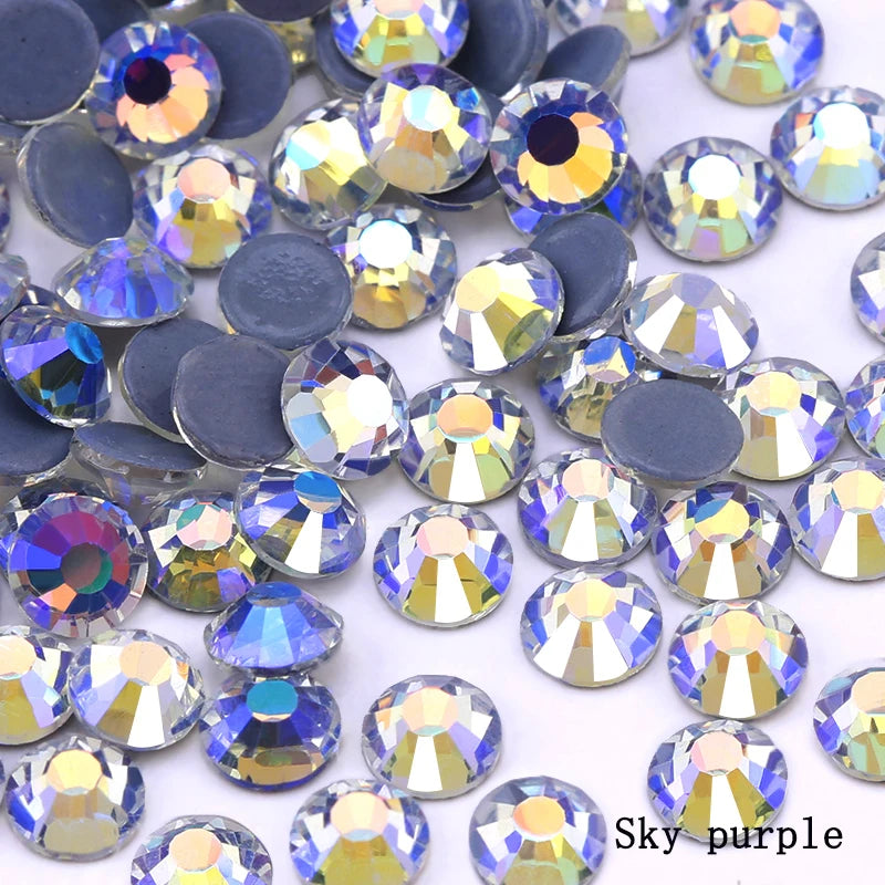 SS6-SS30 Multi-color Crystal AB Hot Fix Rhinestone Crystal Super Glitter Strass Iron On Rhinestones For Nail Art Fabric Garment