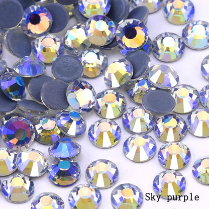 SS6-SS30 Multi-color Crystal AB Hot Fix Rhinestone Crystal Super Glitter Strass Iron On Rhinestones For Nail Art Fabric Garment