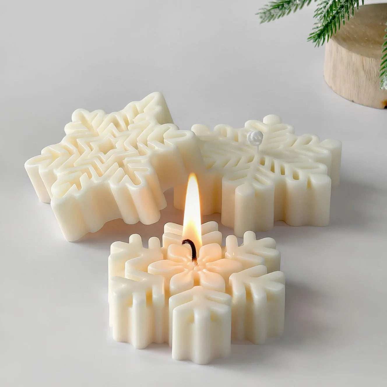 Snowflake Candle Silicone Mold DIY Christmas Soap Wax Melt Mold Aroma Stone Decor Handmade Craft Gift Home Decor Holiday Ornamen