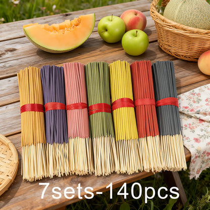 7 Sets of 140 Incense Sticks, Available in Four Seasonal Sets: Rose, Lavender, Sandalwood, Jasmine, Mint, Cherry Blossom, Herbal and Dragon Bloodwood, Each Pack Contains 20 Sticks, Suitable for Home, Office, Yoga, Meditation,