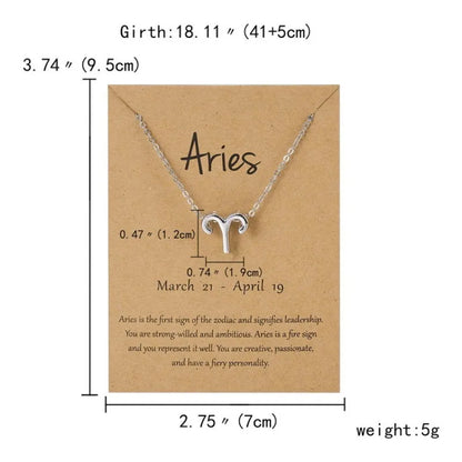 12 Horoscope Silver Color Pendant Necklace for Men Women Taurus Aries Leo Pisces Virgo 12 Constellations Jewelry Holiday Gifts
