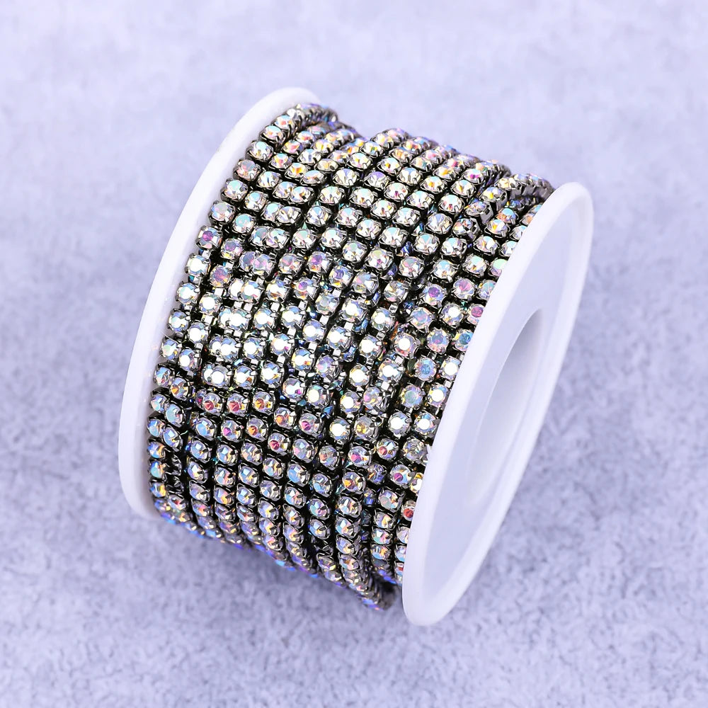 Crystal 10 Yard Rhinestones Trim Stone Cup Chain Gold Diamond Strass Decorative Applique Crystal Trimmings For Dresses