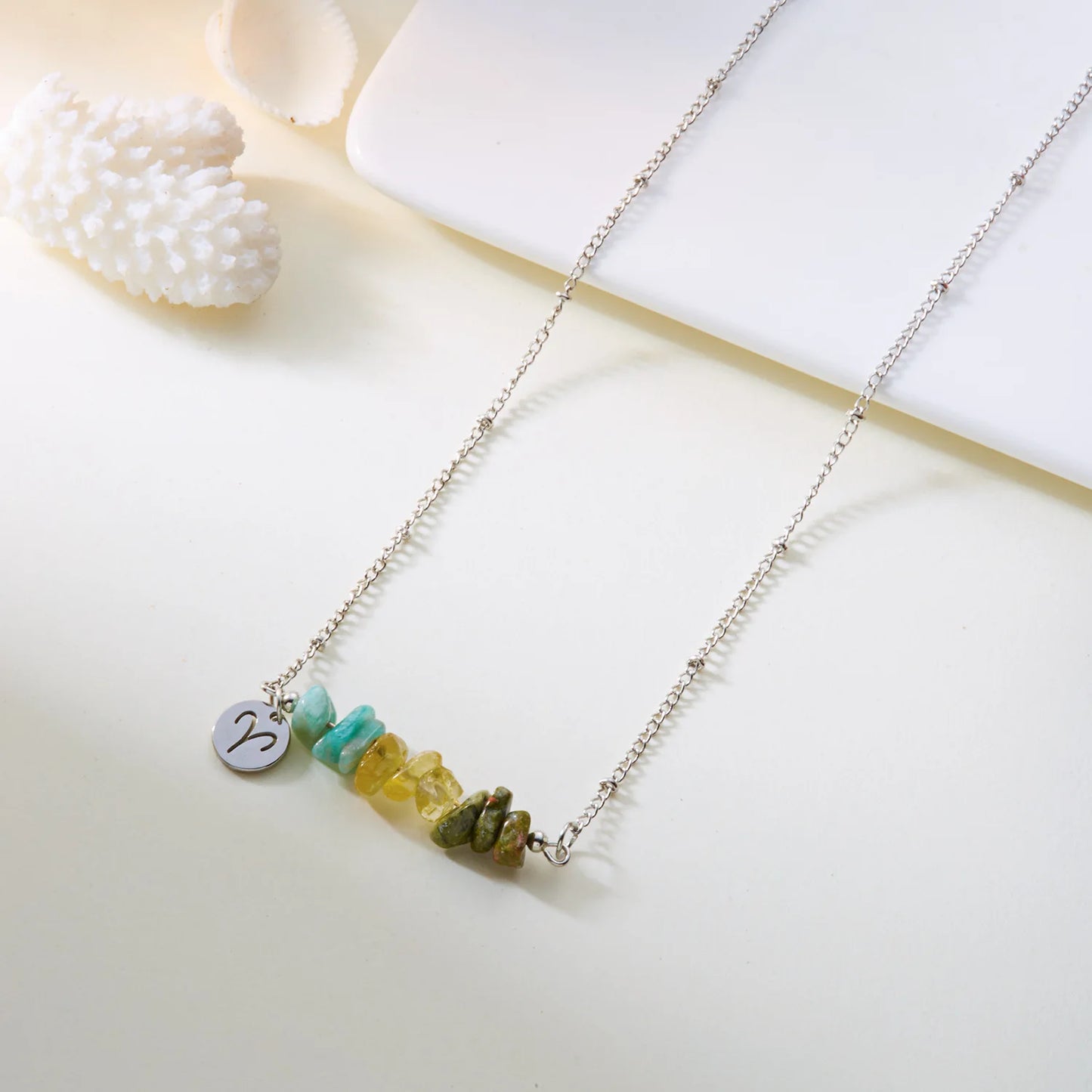 12 Zodiac Signs Constellation Charm Natural Crushed Stone Beaded Necklace for Men Women Couple Choker Virgo Leo Libra Jewelry