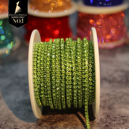 Rhinestones Chain Roll Tassel 1/10Yard Crystal Ribbon Strass Banding Sew On Gold Rhinestone Trim Strip Cup Chains For Needlework