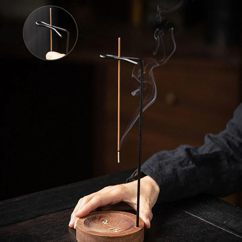 Brûleur d'encens inversé, Porte-bâton d'encens en bois, Plateau rond pour encens, Ornement, Décoration de maison, chambre, yoga