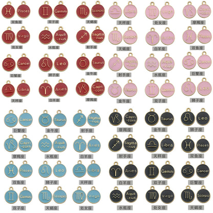 Accessoires de la série des 12 symboles du zodiaque, breloques pendentifs émaillés double face pour bracelets, colliers et boucles d'oreilles.