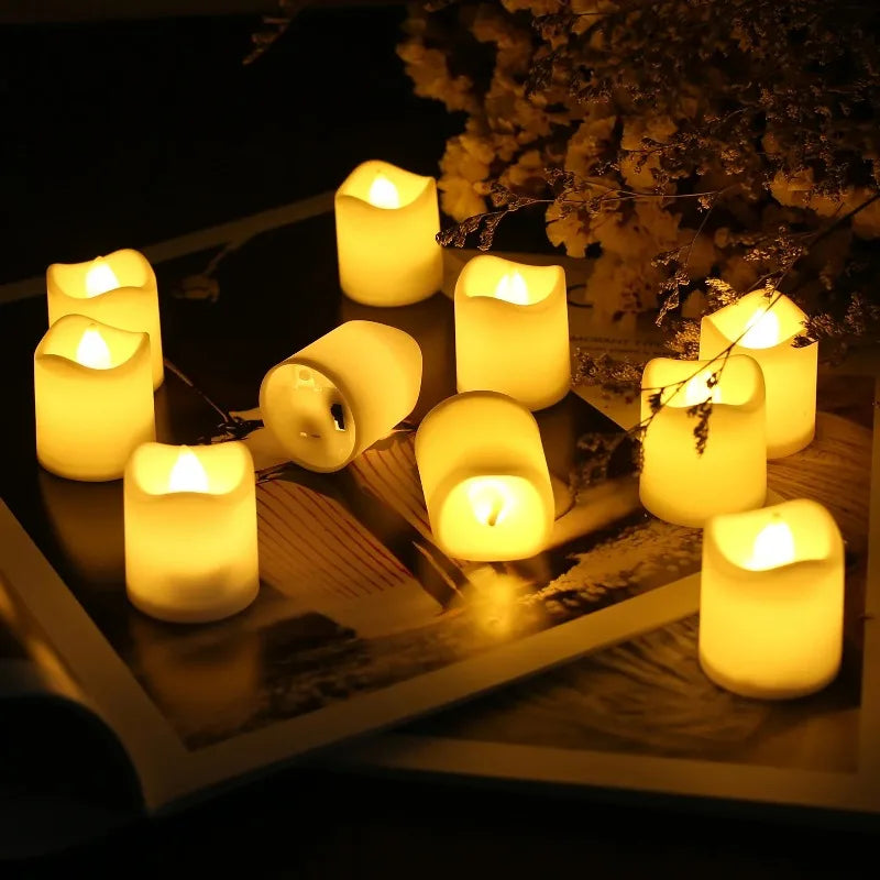 Flickering LED Ivory Electronic Candle, Flameless Tealight Candle,Battery Operated LED Tealight Candle, Ideal for Weddings, Ta