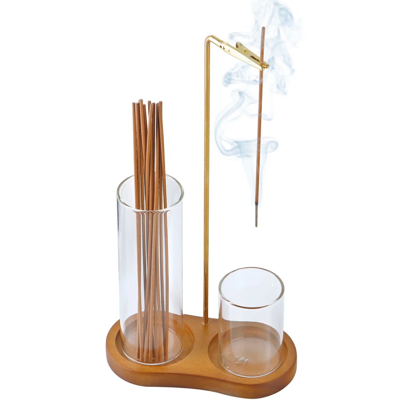 2 in 1 Incense Holder for Sticks Anti-Ash Flying Incense Burne with Glass Ash Catcher and Sticks Organizer for Meditation Yoga