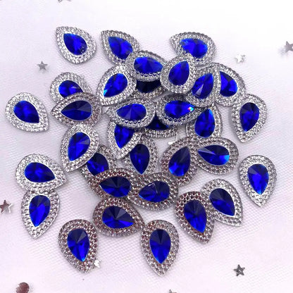 Resin Shiny Double Color Convex Crystal Drop Flatback Rhinestone  Applique DIY Wedding Scrapbook Accessories Ornament Craft