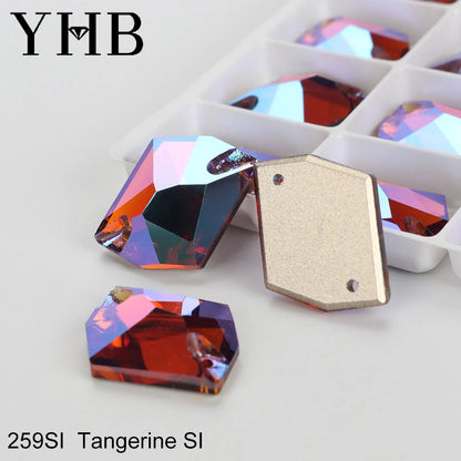 YHB Top Quality Cosmic Glass Crystal AB Moonlight Sewing Stones Flatback Sew on Rhinestones For Garment Clothes Bags