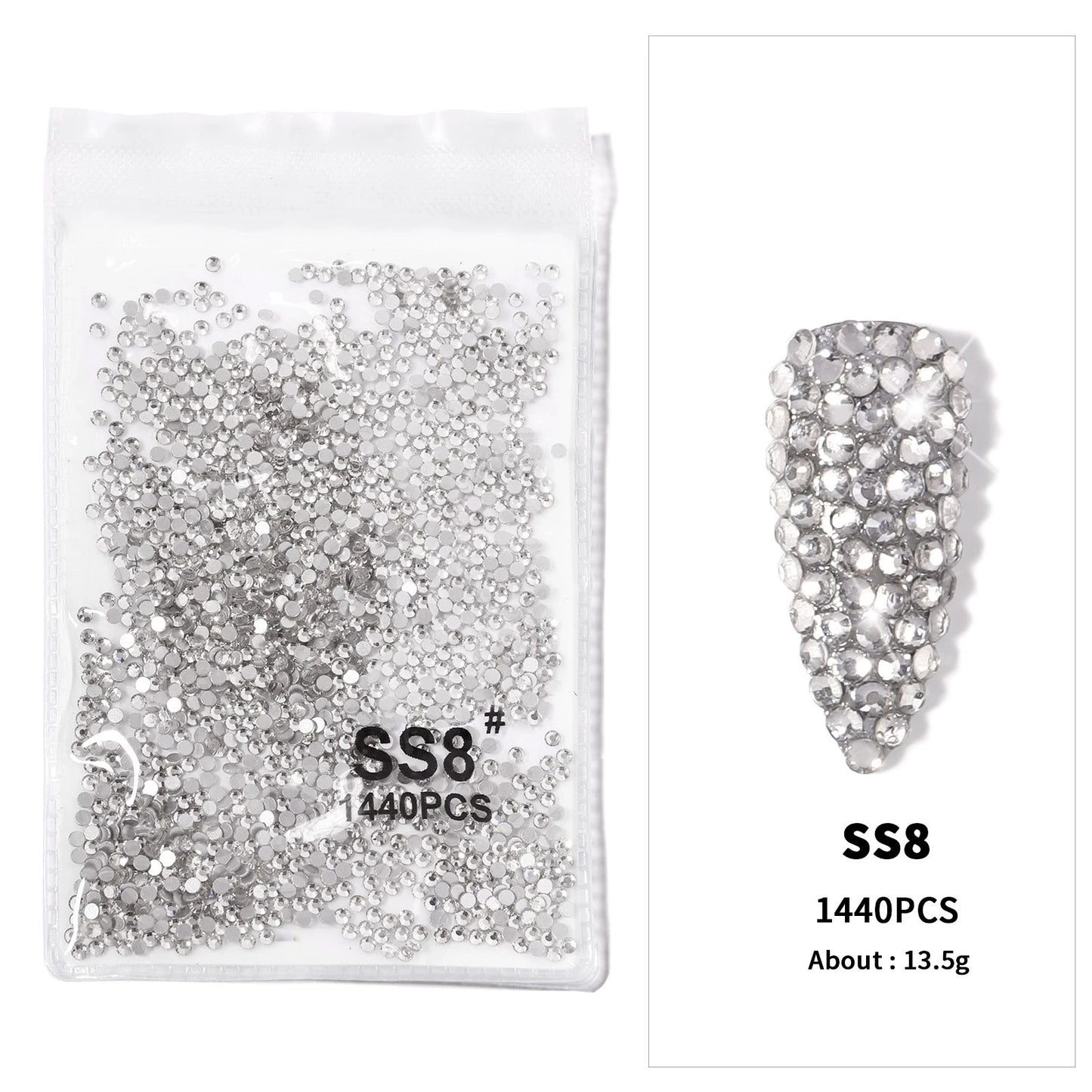 12Gird 3D Glass AB Crystal Nail Art Rhinestones Kit Flatback Round Bead Charm Gem Stones Jewelry Diamond with Tools for Nail Art