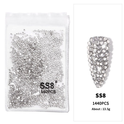 12Gird 3D Glass AB Crystal Nail Art Rhinestones Kit Flatback Round Bead Charm Gem Stones Jewelry Diamond with Tools for Nail Art