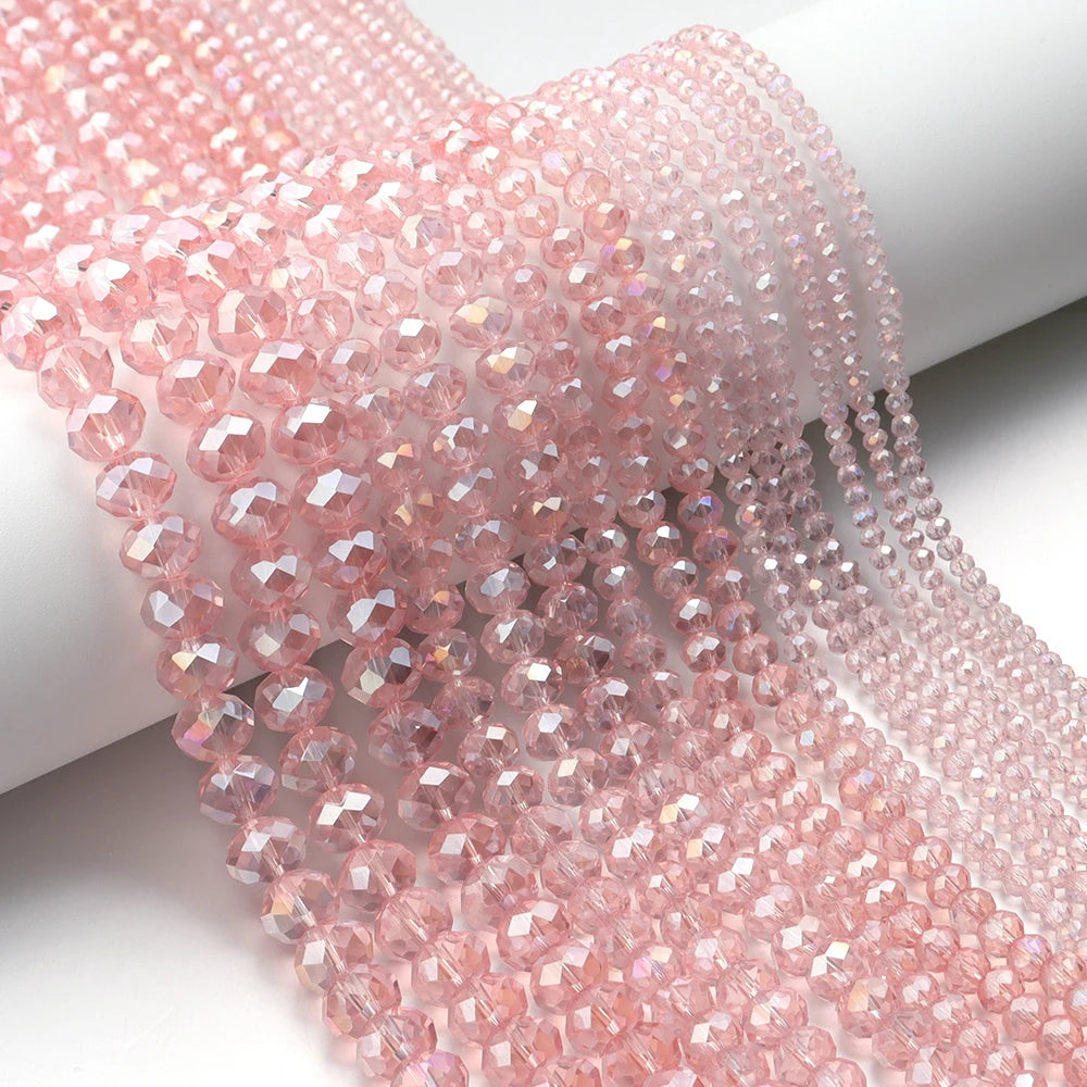 1Strand/Lot 3 4 6 8 10mm Rondelle Flat Faceted Crystal Beads Glass Spacer Beads For DIY Crafts Ornament Making Handmade Accesso