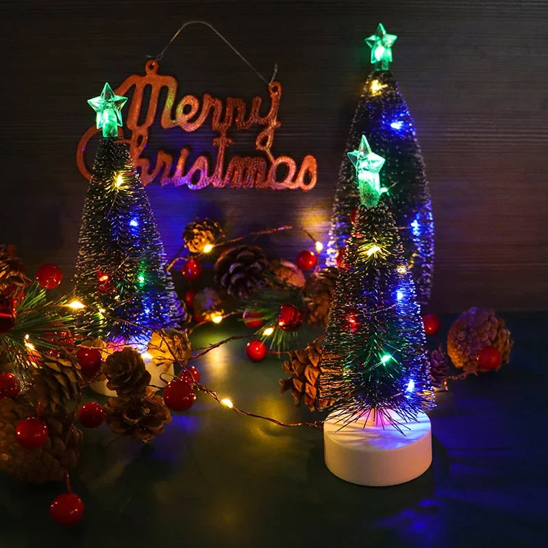 Luminous Mini Christmas Trees LED Lights Home Decoration Electronic Candles Childrens Gifts New Year Christmas Party Ornament