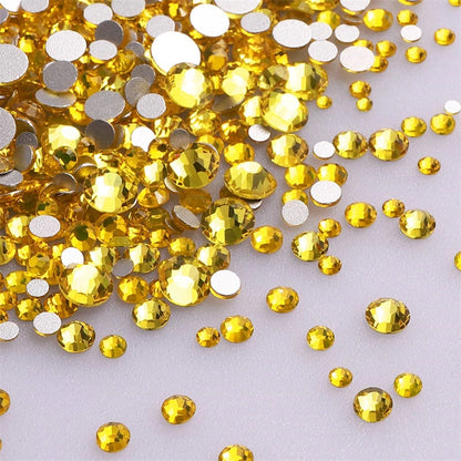 1440Pcs Mix Size Glass Flatback Rhinestone Glitter Crystal AB Round Diamond Non Hotfix Glue On Stone for DIY Nail Art Decoration