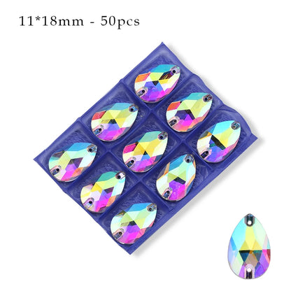 Crystal AB Ordinary Crystal Glass Sewing Rhinestones Sew On Flatback Rhinestone Wedding Dress Accessories DIY Garment Making