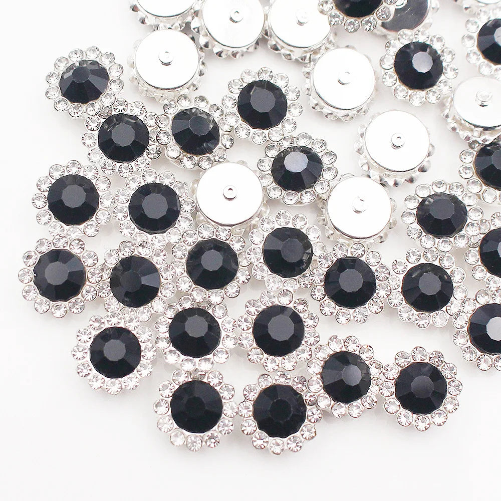 8mm-12mm Sunflower Sewing Claw Rhinestones Crystals Glass Beads Buttons Stones Sew On Rhinestone for Clothes Sewing Accessories