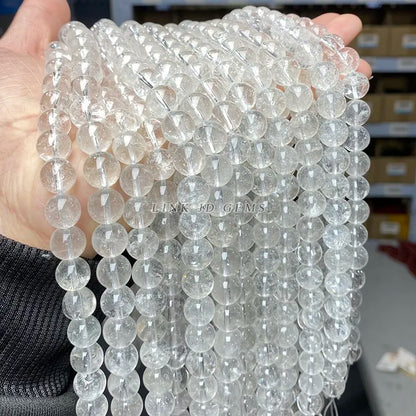 3A Natural Rock Quartz Beads Round Loose Spacer Flaws White Crystal For Jewelry Making Bracelet Necklace Diy Accessory Findings