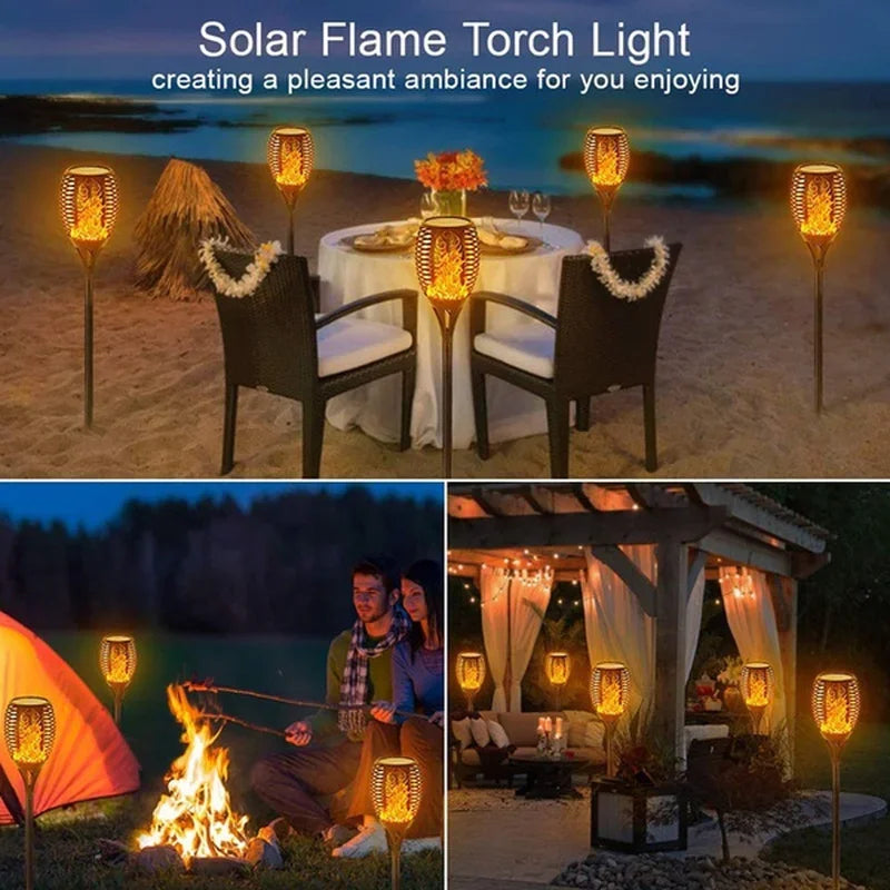 1/2/4/6/8/10Pcs Solar Flame Torch Lights Flickering Light Waterproof Garden Decoration Outdoor Lawn Path Yard Patio Floor Lamps